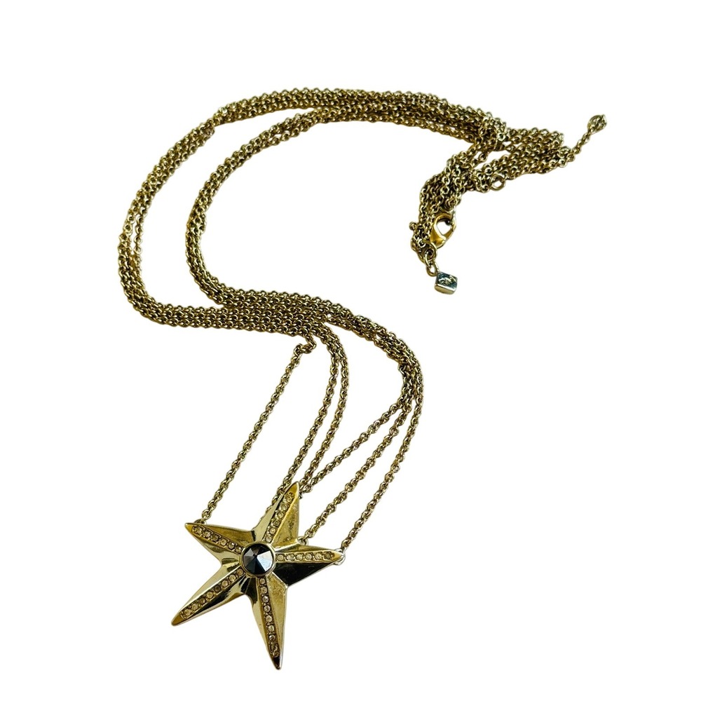 Rebecca Minkoff‎ RM Signed Star Necklace Multi chain gold tone metal rare Collar